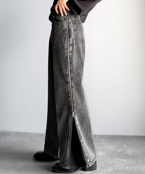 Vintage Washed Side-Zip Denim／サイドジップ綿100％ヴィンテージウォッシュプデニム co1150002