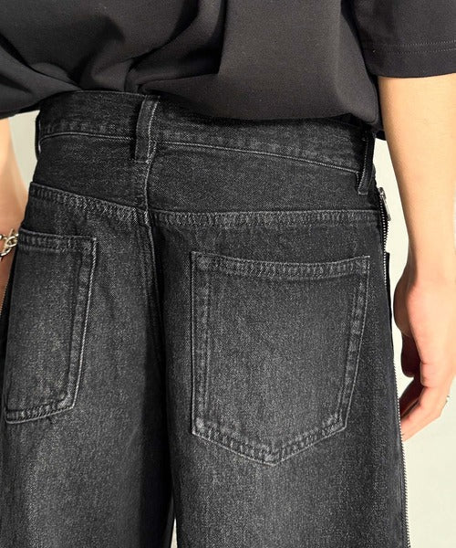 Vintage Washed Side-Zip Denim／サイドジップ綿100％ヴィンテージウォッシュプデニム co1150002