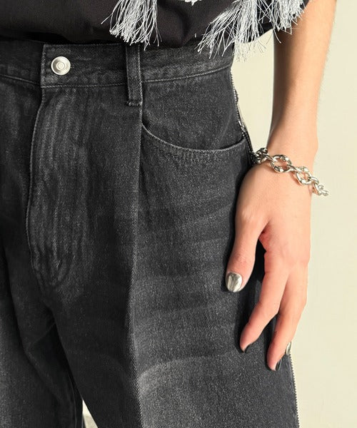 Vintage Washed Side-Zip Denim／サイドジップ綿100％ヴィンテージウォッシュプデニム co1150002