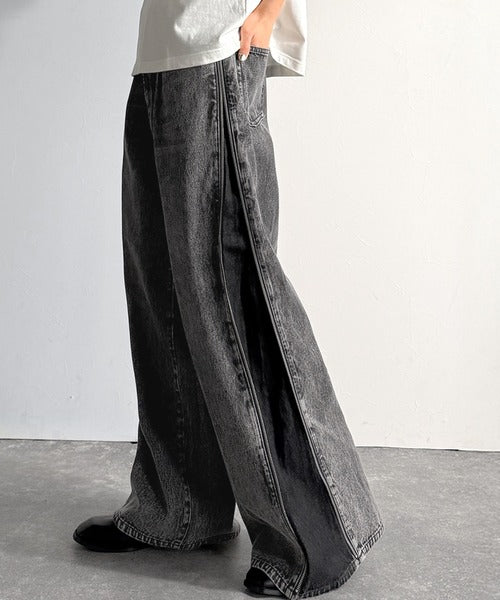 Vintage Washed Side-Zip Denim／サイドジップ綿100％ヴィンテージウォッシュプデニム co1150002