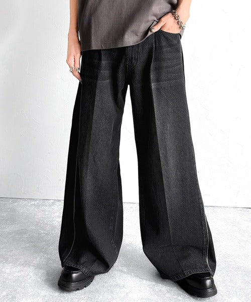 Vintage Washed Side-Zip Denim／サイドジップ綿100％ヴィンテージウォッシュプデニム co1150002