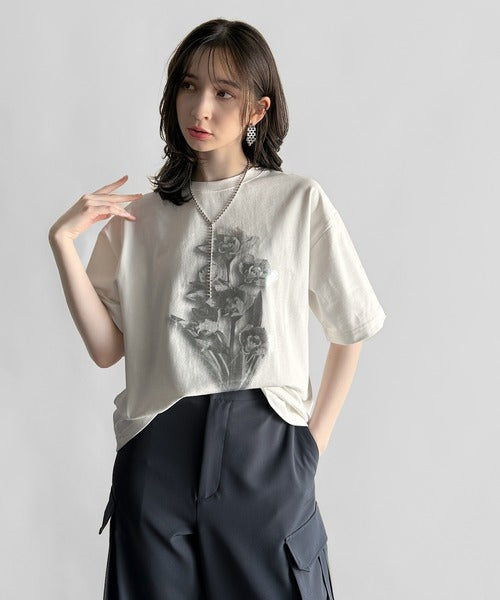 Flower Print Basic Fit T-Shirt／フラワー柄プリントベーシックフィットTシャツ co1150010