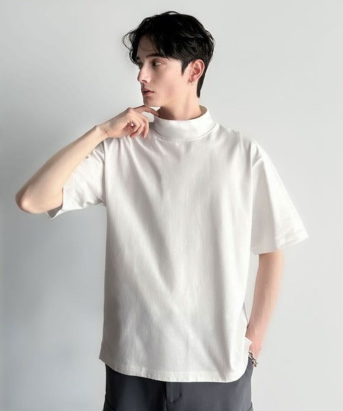 High Neck Short Sleeve 100% Cotton T-Shirt／ハイネックショートスリーブ綿100％Tシャツ co1150016