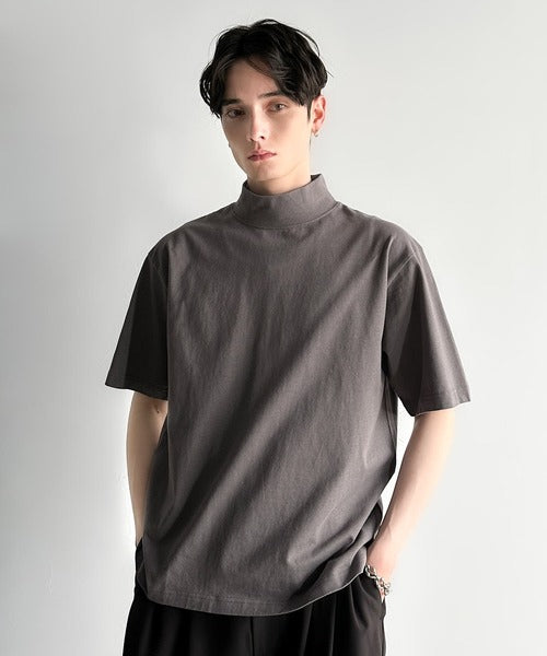 High Neck Short Sleeve 100% Cotton T-Shirt／ハイネックショートスリーブ綿100％Tシャツ co1150016