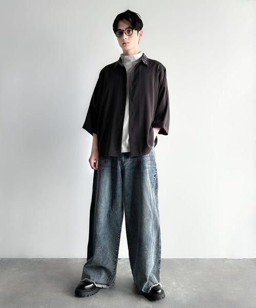 High Neck Short Sleeve 100% Cotton T-Shirt／ハイネックショートスリーブ綿100％Tシャツ co1150016