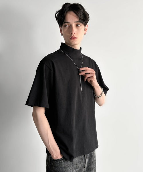 High Neck Short Sleeve 100% Cotton T-Shirt／ハイネックショートスリーブ綿100％Tシャツ co1150016