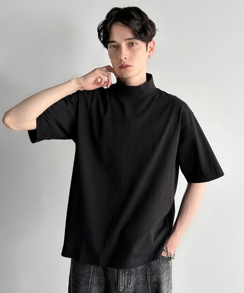 High Neck Short Sleeve 100% Cotton T-Shirt／ハイネックショートスリーブ綿100％Tシャツ co1150016