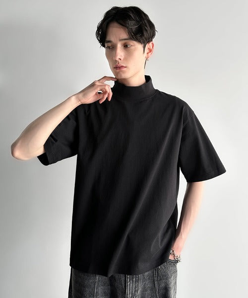 High Neck Short Sleeve 100% Cotton T-Shirt／ハイネックショートスリーブ綿100％Tシャツ co1150016