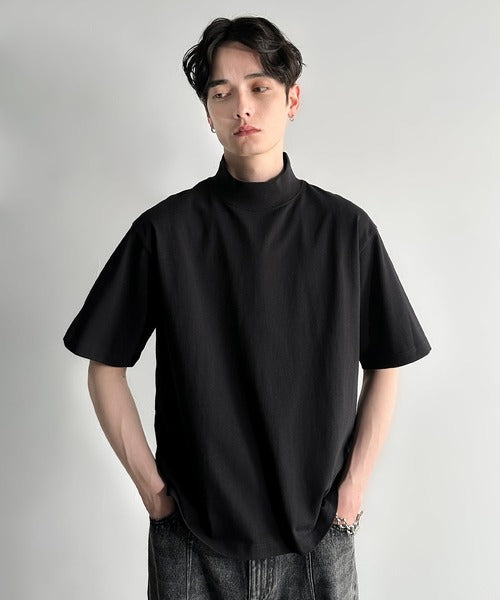 High Neck Short Sleeve 100% Cotton T-Shirt／ハイネックショートスリーブ綿100％Tシャツ co1150016