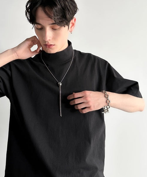 High Neck Short Sleeve 100% Cotton T-Shirt／ハイネックショートスリーブ綿100％Tシャツ co1150016