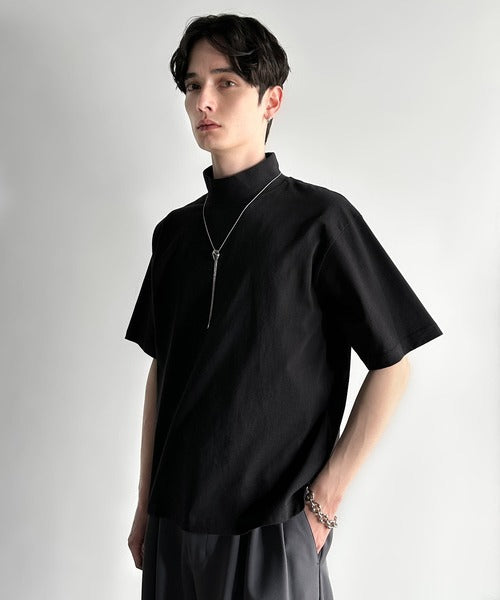 High Neck Short Sleeve 100% Cotton T-Shirt／ハイネックショートスリーブ綿100％Tシャツ co1150016