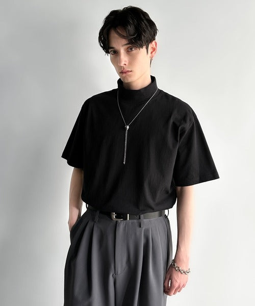 High Neck Short Sleeve 100% Cotton T-Shirt／ハイネックショートスリーブ綿100％Tシャツ co1150016