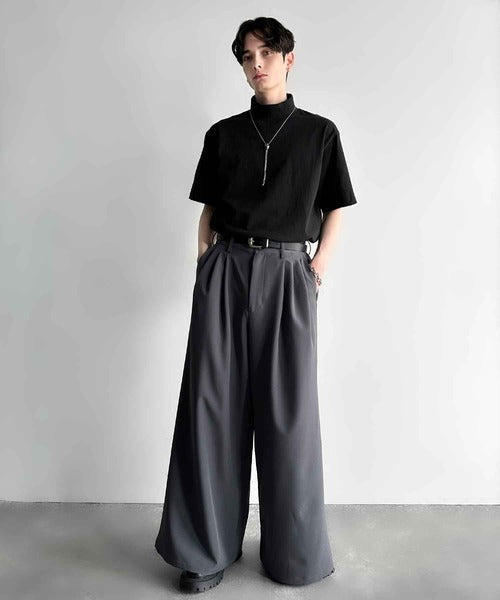 High Neck Short Sleeve 100% Cotton T-Shirt／ハイネックショートスリーブ綿100％Tシャツ co1150016