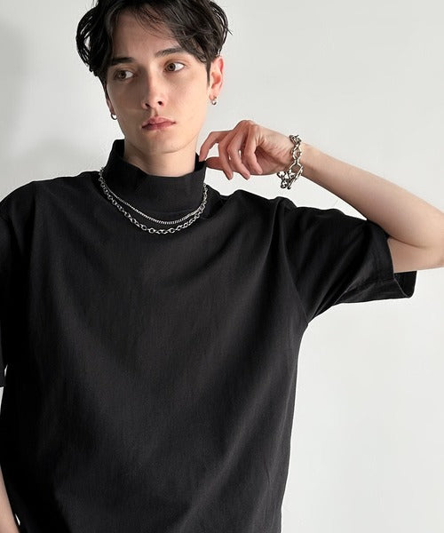 High Neck Short Sleeve 100% Cotton T-Shirt／ハイネックショートスリーブ綿100％Tシャツ co1150016