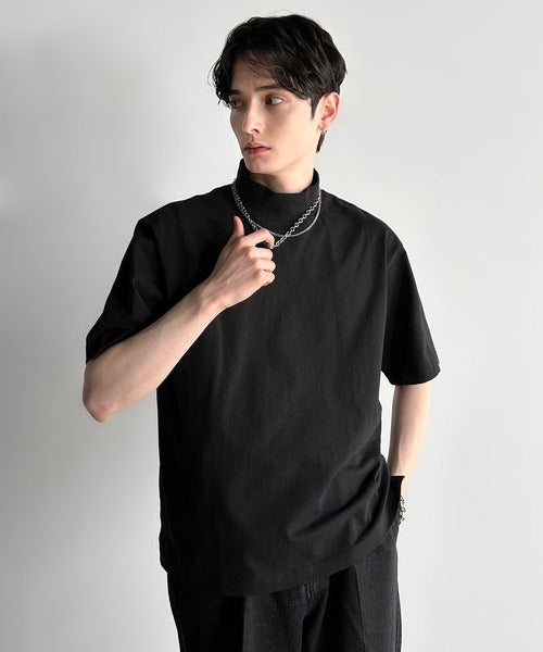 High Neck Short Sleeve 100% Cotton T-Shirt／ハイネックショートスリーブ綿100％Tシャツ co1150016
