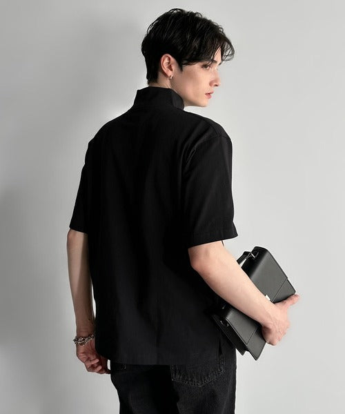 High Neck Short Sleeve 100% Cotton T-Shirt／ハイネックショートスリーブ綿100％Tシャツ co1150016