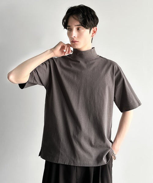 High Neck Short Sleeve 100% Cotton T-Shirt／ハイネックショートスリーブ綿100％Tシャツ co1150016