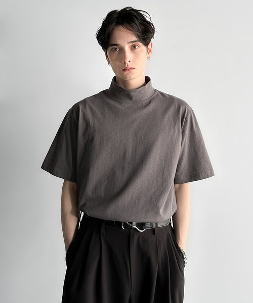 High Neck Short Sleeve 100% Cotton T-Shirt／ハイネックショートスリーブ綿100％Tシャツ co1150016