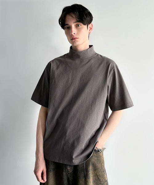 High Neck Short Sleeve 100% Cotton T-Shirt／ハイネックショートスリーブ綿100％Tシャツ co1150016
