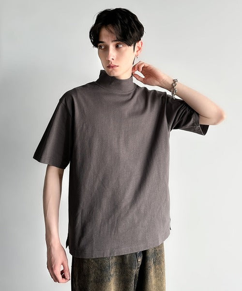 High Neck Short Sleeve 100% Cotton T-Shirt／ハイネックショートスリーブ綿100％Tシャツ co1150016