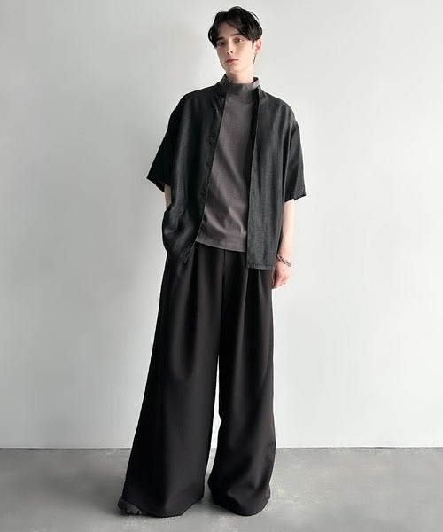 High Neck Short Sleeve 100% Cotton T-Shirt／ハイネックショートスリーブ綿100％Tシャツ co1150016