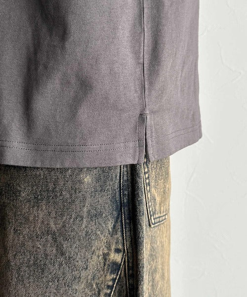 High Neck Short Sleeve 100% Cotton T-Shirt／ハイネックショートスリーブ綿100％Tシャツ co1150016