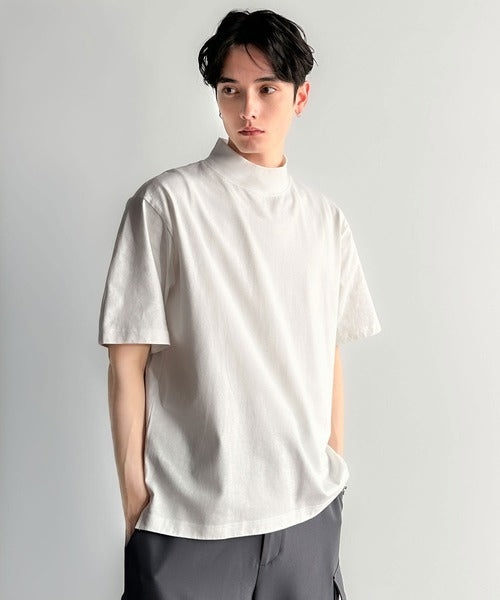 High Neck Short Sleeve 100% Cotton T-Shirt／ハイネックショートスリーブ綿100％Tシャツ co1150016