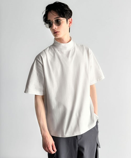 High Neck Short Sleeve 100% Cotton T-Shirt／ハイネックショートスリーブ綿100％Tシャツ co1150016