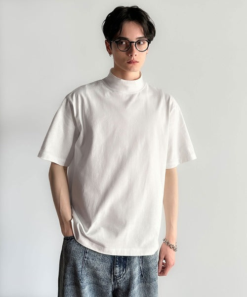 High Neck Short Sleeve 100% Cotton T-Shirt／ハイネックショートスリーブ綿100％Tシャツ co1150016