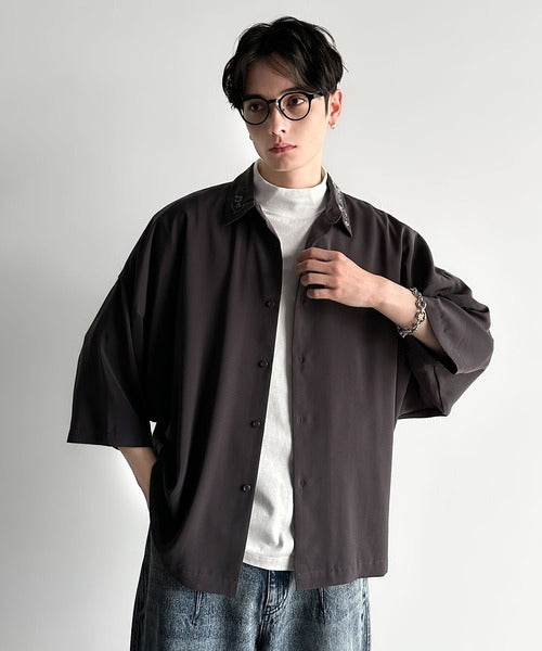 High Neck Short Sleeve 100% Cotton T-Shirt／ハイネックショートスリーブ綿100％Tシャツ co1150016
