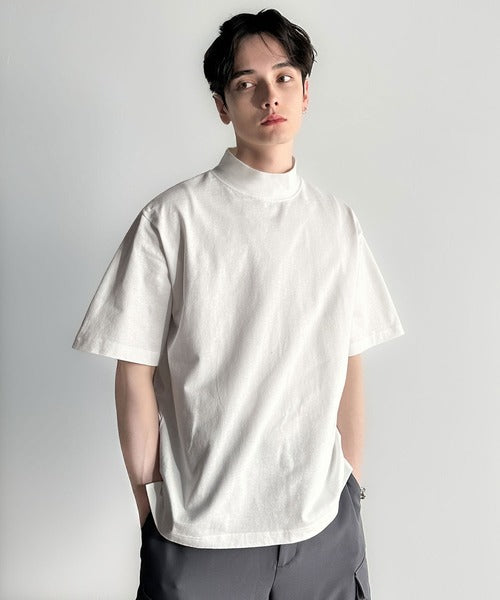 High Neck Short Sleeve 100% Cotton T-Shirt／ハイネックショートスリーブ綿100％Tシャツ co1150016