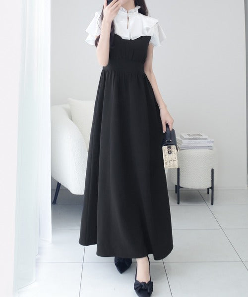 【mily bilet】1枚でレディな華やぎスタイル。フレンチブラウスドッキングワンピース mi1019083