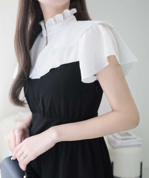 【mily bilet】1枚でレディな華やぎスタイル。フレンチブラウスドッキングワンピース mi1019083