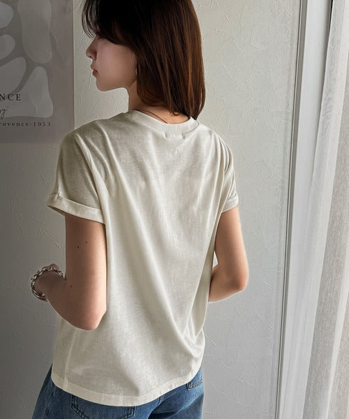 大人のこなれたシンプルスタイル。タックデザインハート刺繍Tシャツ(半袖) ce1050287