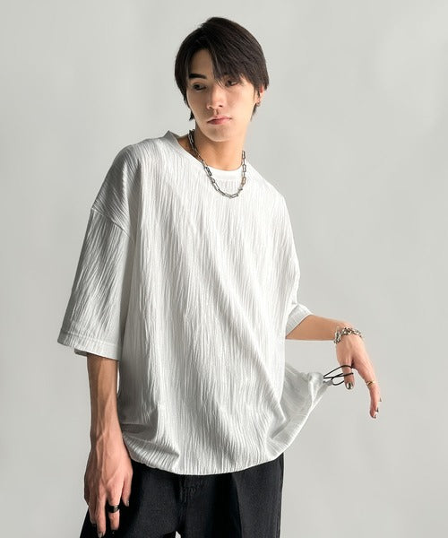 《JaVaジャバコラボ》ドロスト付リンクスジャカードオーバーサイズTシャツ jo1150021