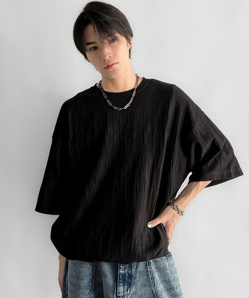 《JaVaジャバコラボ》ドロスト付リンクスジャカードオーバーサイズTシャツ jo1150021