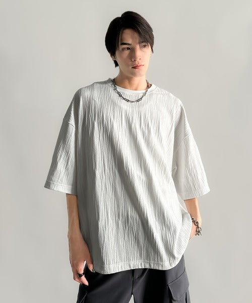 《JaVaジャバコラボ》ドロスト付リンクスジャカードオーバーサイズTシャツ jo1150021
