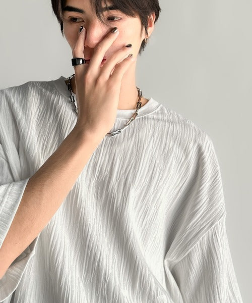 《JaVaジャバコラボ》ドロスト付リンクスジャカードオーバーサイズTシャツ jo1150021
