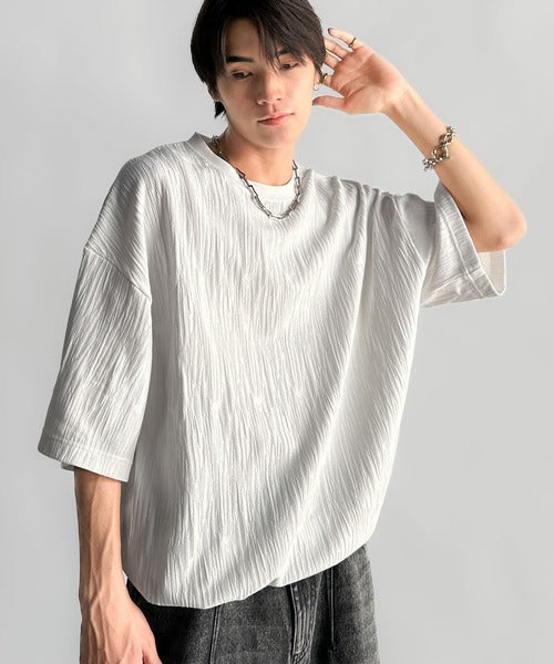 《JaVaジャバコラボ》ドロスト付リンクスジャカードオーバーサイズTシャツ jo1150021