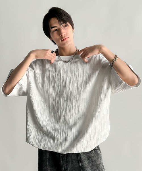《JaVaジャバコラボ》ドロスト付リンクスジャカードオーバーサイズTシャツ jo1150021