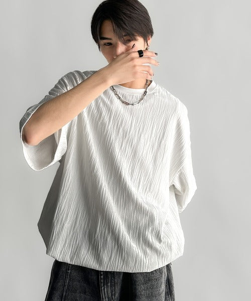 《JaVaジャバコラボ》ドロスト付リンクスジャカードオーバーサイズTシャツ jo1150021