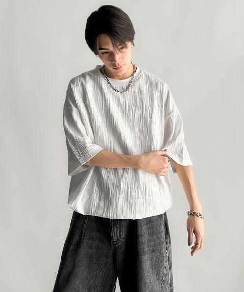 《JaVaジャバコラボ》ドロスト付リンクスジャカードオーバーサイズTシャツ jo1150021