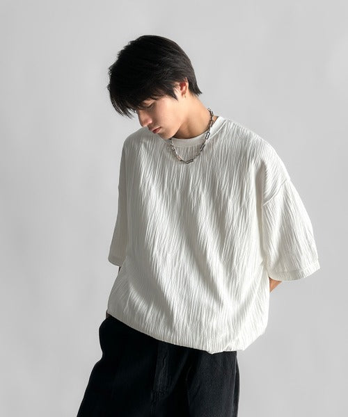 《JaVaジャバコラボ》ドロスト付リンクスジャカードオーバーサイズTシャツ jo1150021
