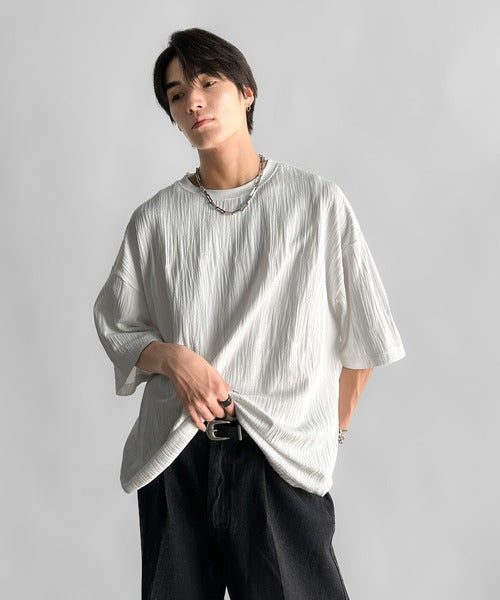 《JaVaジャバコラボ》ドロスト付リンクスジャカードオーバーサイズTシャツ jo1150021