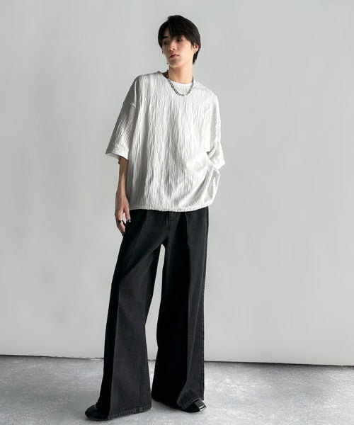 《JaVaジャバコラボ》ドロスト付リンクスジャカードオーバーサイズTシャツ jo1150021