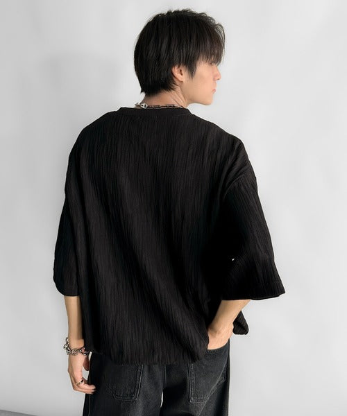 《JaVaジャバコラボ》ドロスト付リンクスジャカードオーバーサイズTシャツ jo1150021
