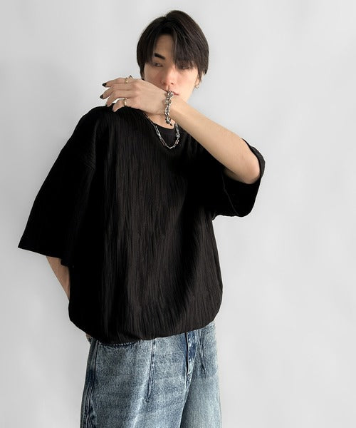 《JaVaジャバコラボ》ドロスト付リンクスジャカードオーバーサイズTシャツ jo1150021