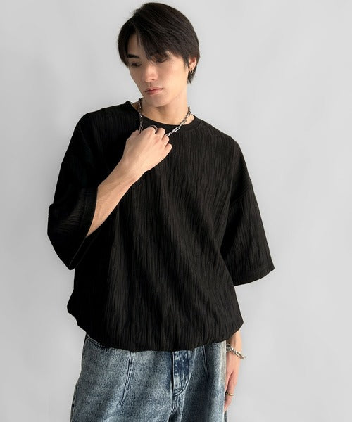 《JaVaジャバコラボ》ドロスト付リンクスジャカードオーバーサイズTシャツ jo1150021