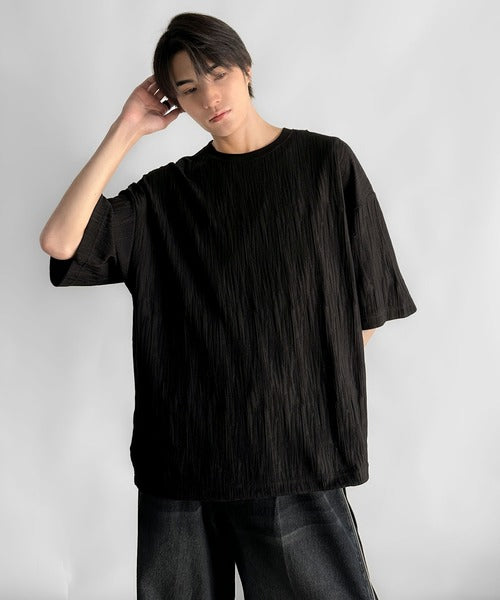 《JaVaジャバコラボ》ドロスト付リンクスジャカードオーバーサイズTシャツ jo1150021