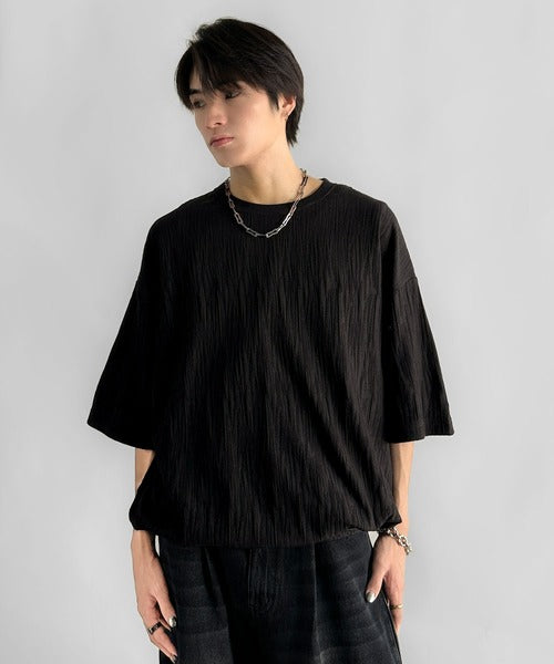 《JaVaジャバコラボ》ドロスト付リンクスジャカードオーバーサイズTシャツ jo1150021